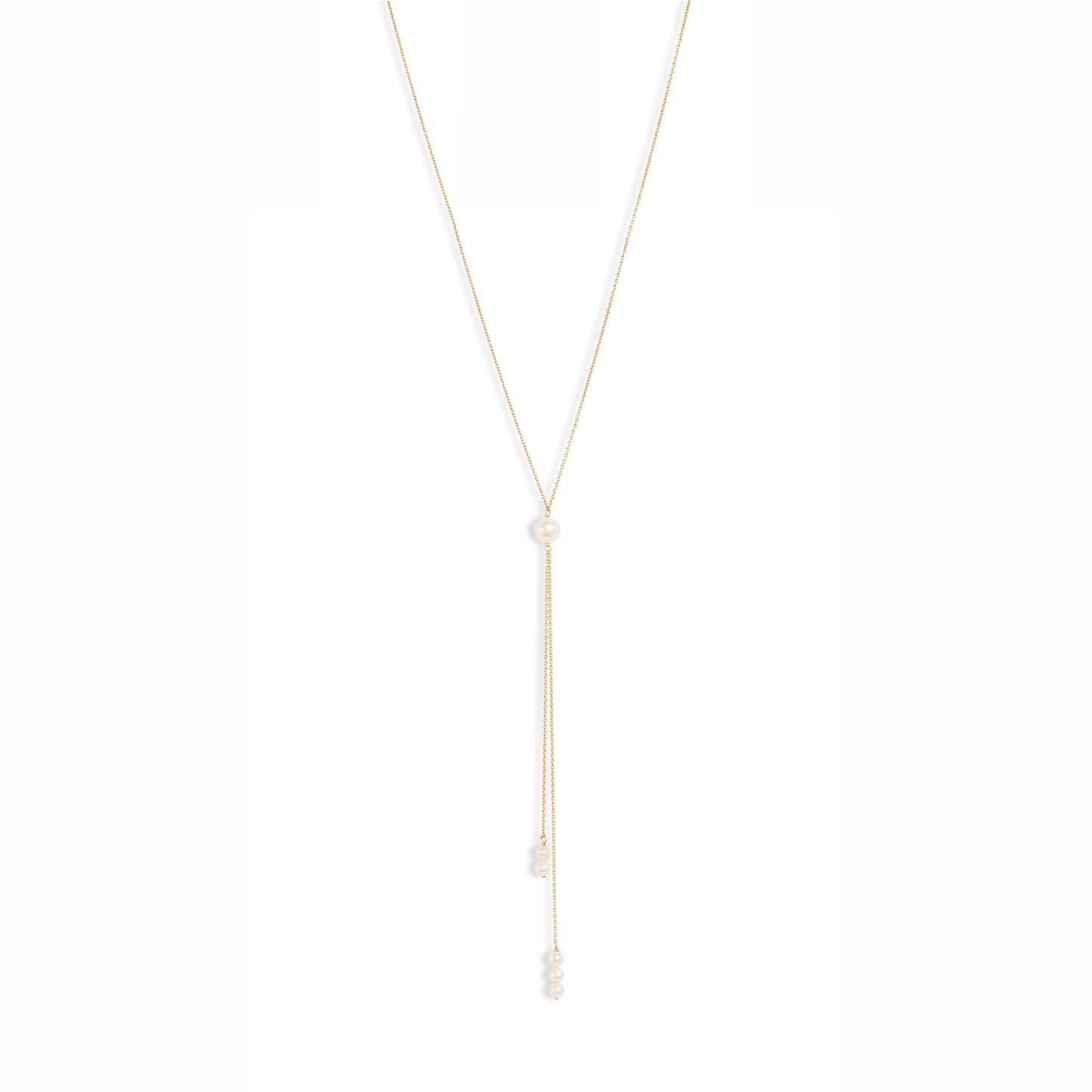 Pearl Dangle Double Lariat Necklace