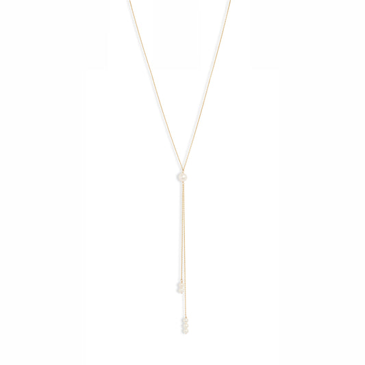 Pearl Dangle Double Lariat Necklace