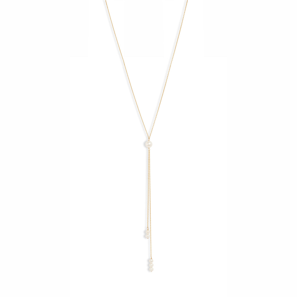 Pearl Dangle Double Lariat Necklace