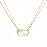 Oval Pearl Pendant Shimmer Necklace