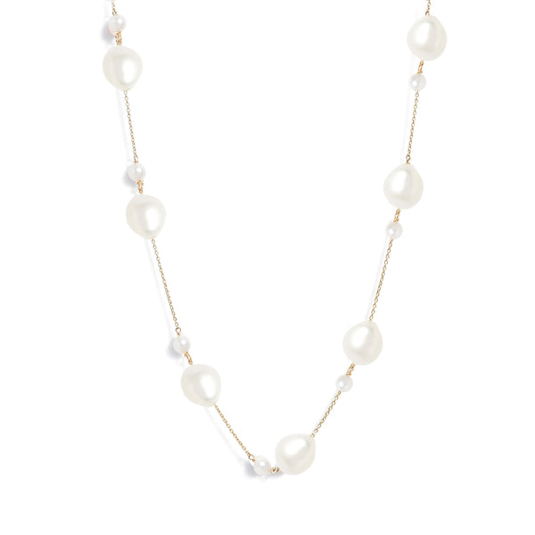 Baroque Pearl Spaced Necklace 20"
