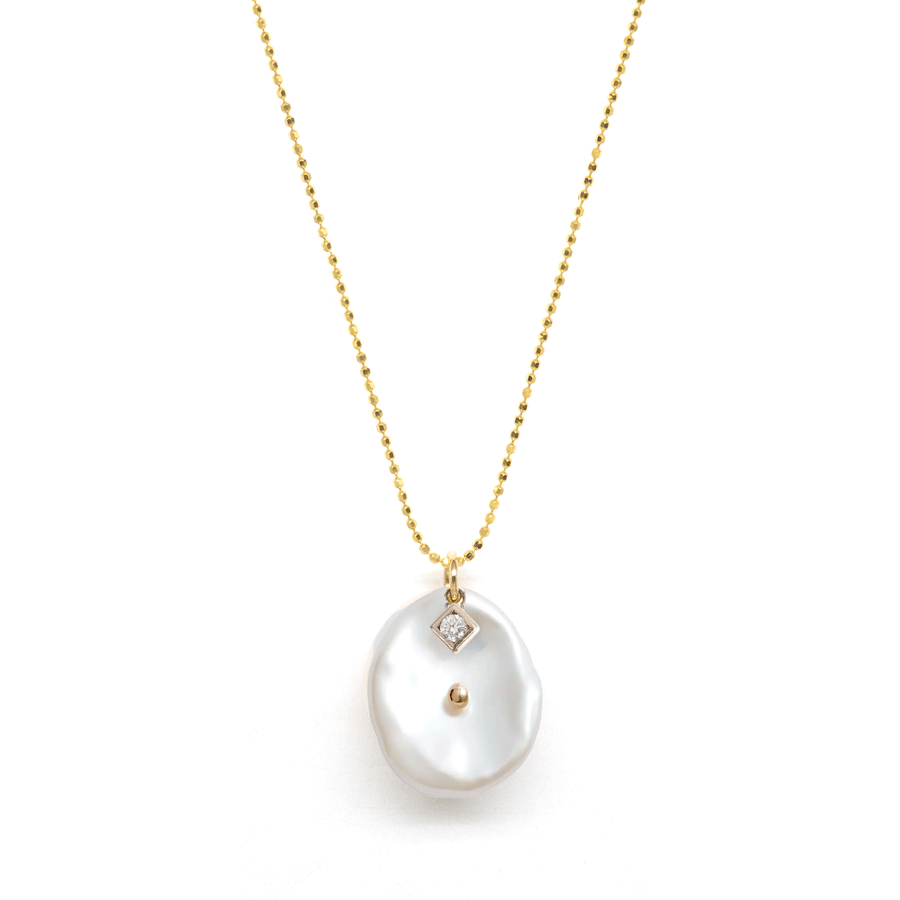 Petal Pearl Diamond Pendant Necklace