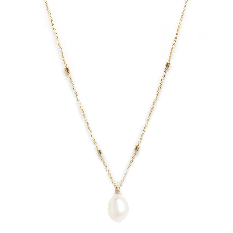 Petite Oval Pearl Bead Necklace