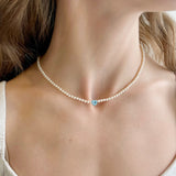 Gem Heart Pearl Necklace