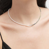 Contrast Pearl Sapphire Necklace