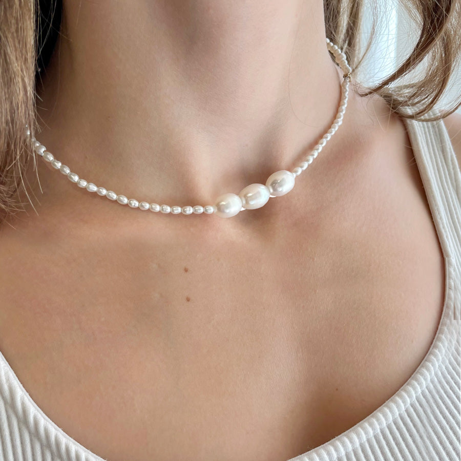 Triple Oval Pearl Necklace