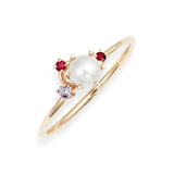 Pearl Ruby Pink Sapphire Cluster Ring