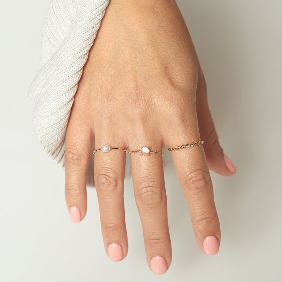 Rainbow Moonstone Twisted Ring