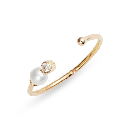 Baby Pearl Diamond Open Ring