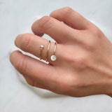 Spiral Diamond Pearl Ring