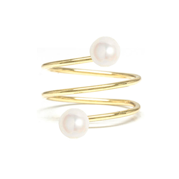 Spiral Double Pearl Ring