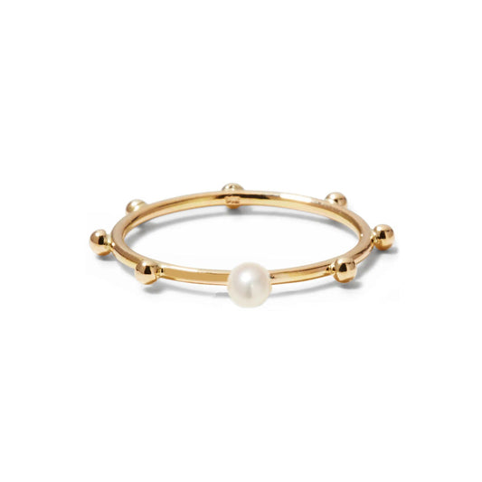 Gold Dot Pearl Ring