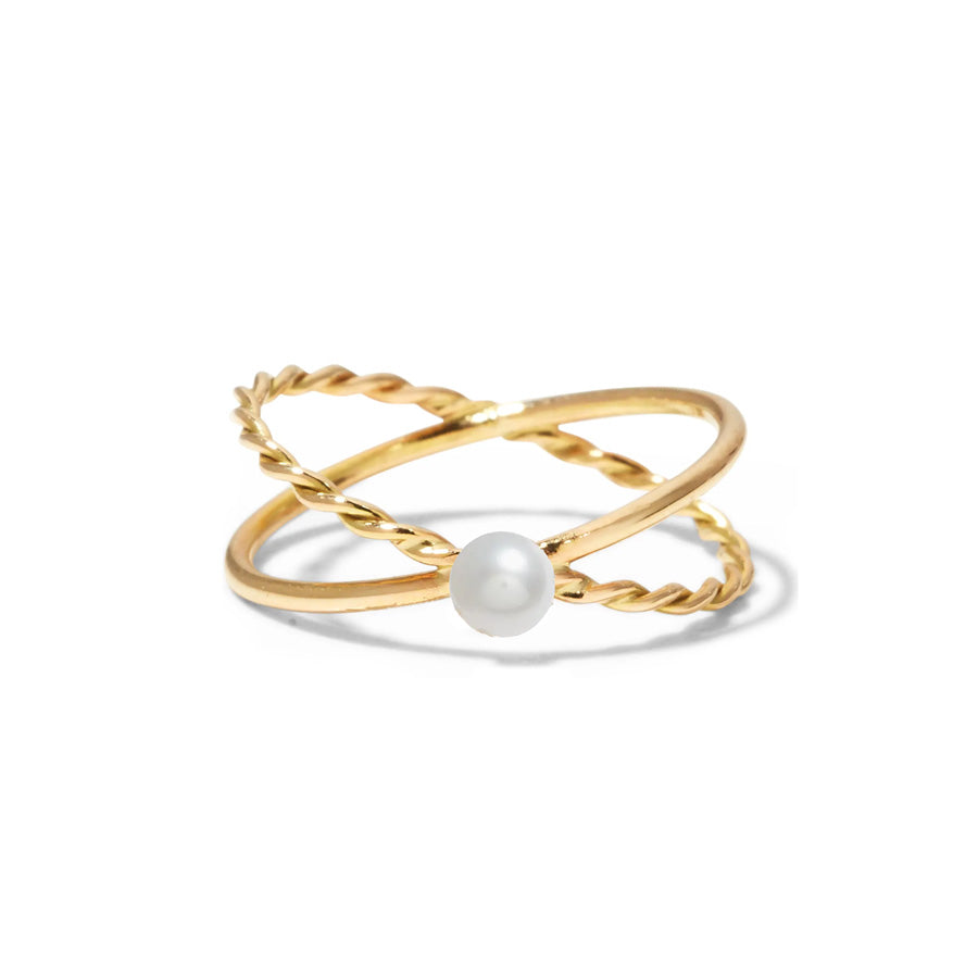Crisscross Pearl Ring