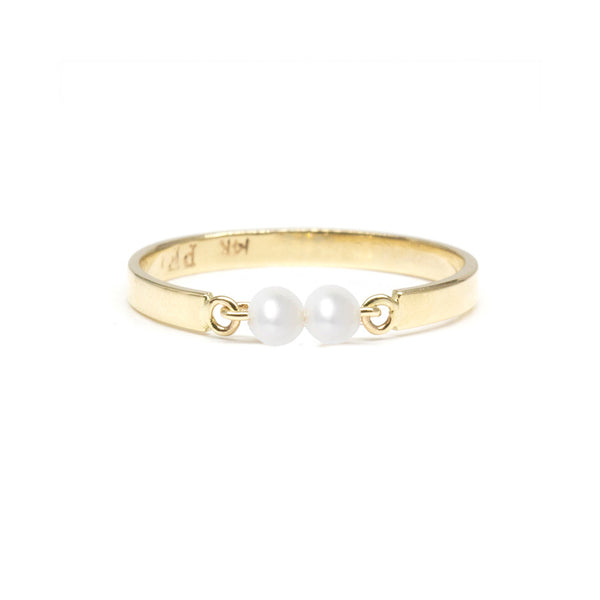 Pearl Duo Gold Band Ring