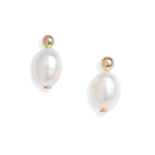 Petite Oval Pearl Studs