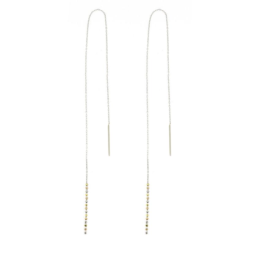 18K Long Shimmer Threader Earrings