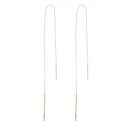 18K Long Shimmer Threader Earrings