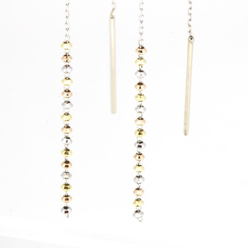 18K Long Shimmer Threader Earrings