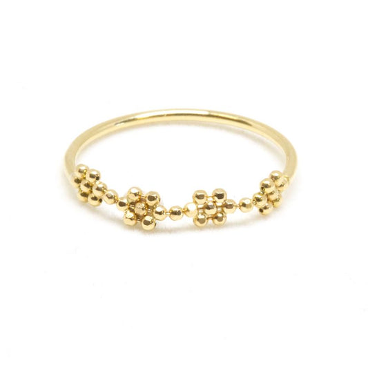 18K Flower Bead Ring