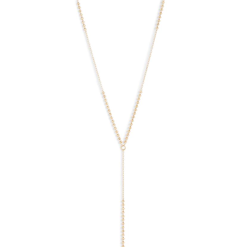 18K Long Shimmer Lariat Necklace