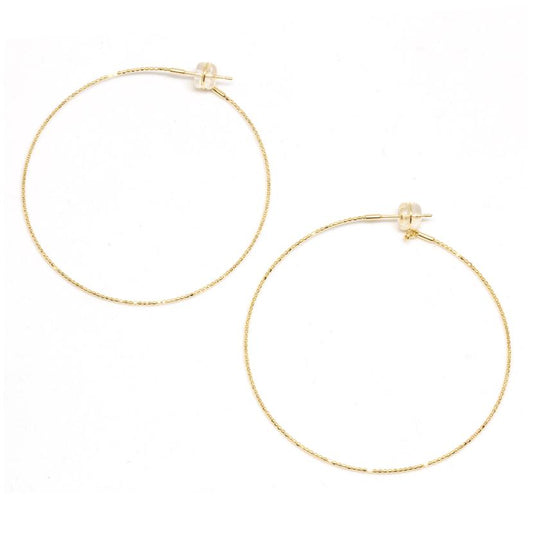 18K Large Skinny Beaded Hoop Earrings