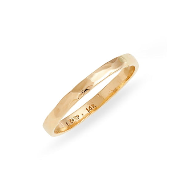 2mm Hammered Gold Ring