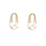 Gold Arch Pearl Trio Stud Earrings