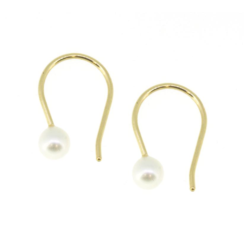 Baby Pearl U Hoop Earrings