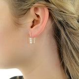 Triple Baby Pearl Linear Earrings