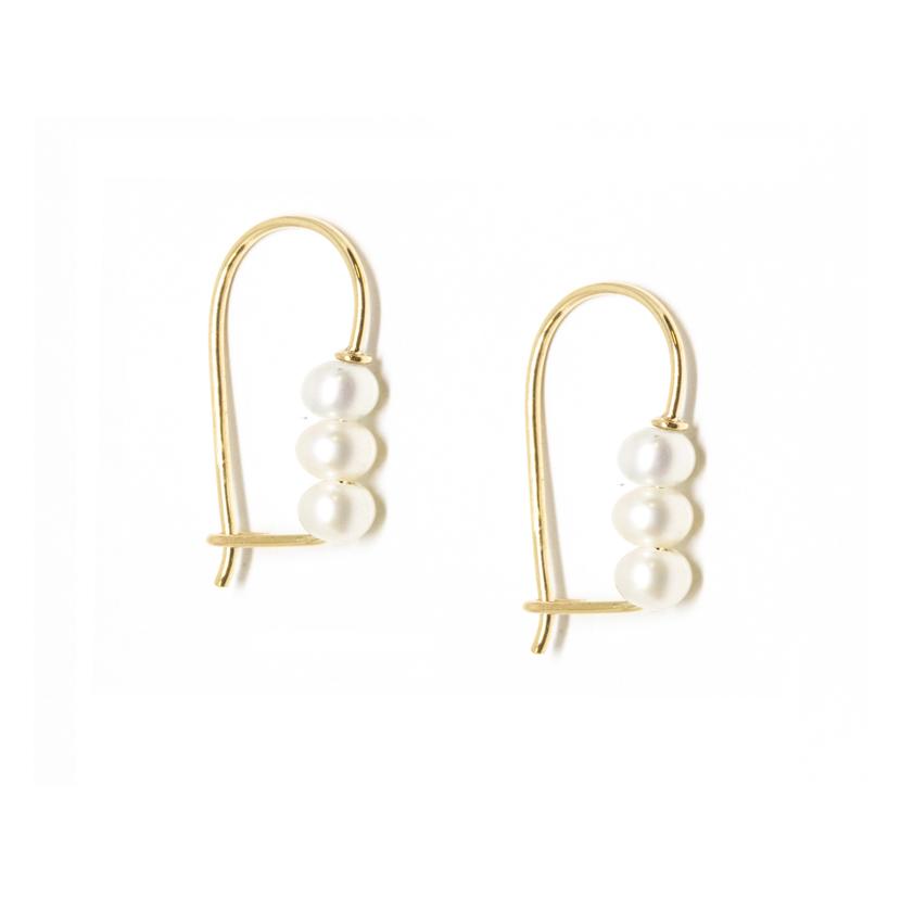 Triple Baby Pearl Linear Earrings