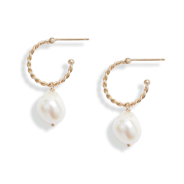 Baroque Pearl Twisted Hoop Earrings