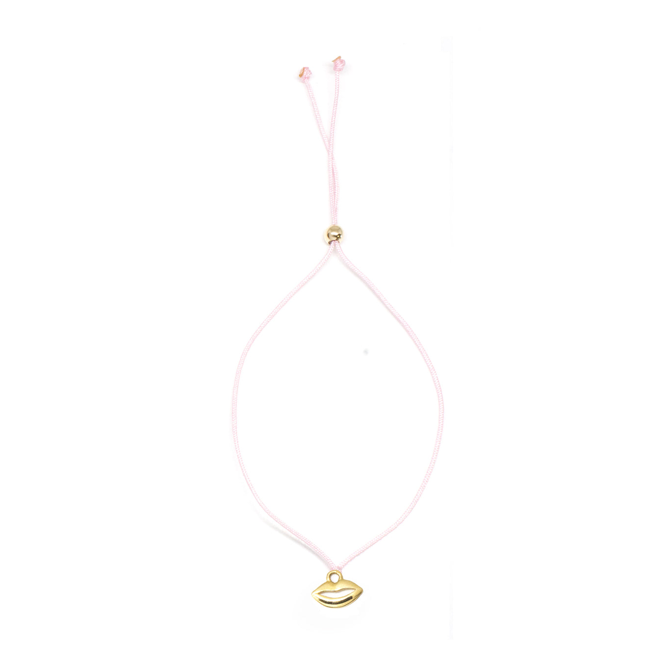 14K Gold Adjustable Cord Bracelet - Kiss Charm