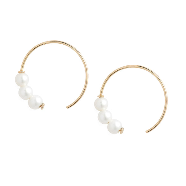Triple Baby Pearl Circle Earrings