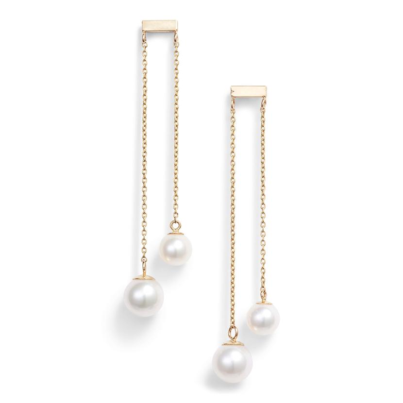 Double Pearl Chain Drop Earrings