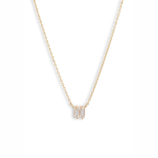 Double White Sapphire Baguette Necklace