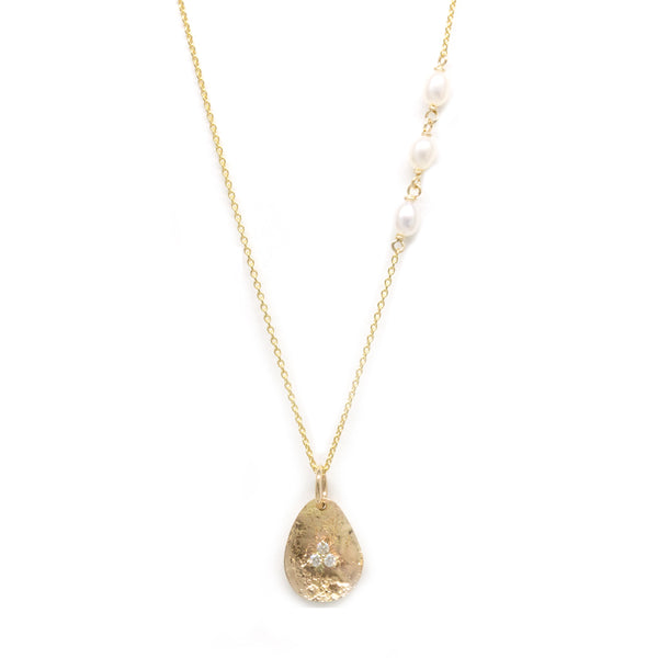 Gold Petal Diamond Pendant Necklace