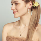 Triple Pearl Flower Drop Earrings