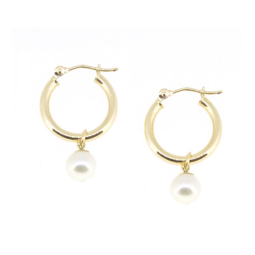 Small Gold Hoop Pearl Earrings