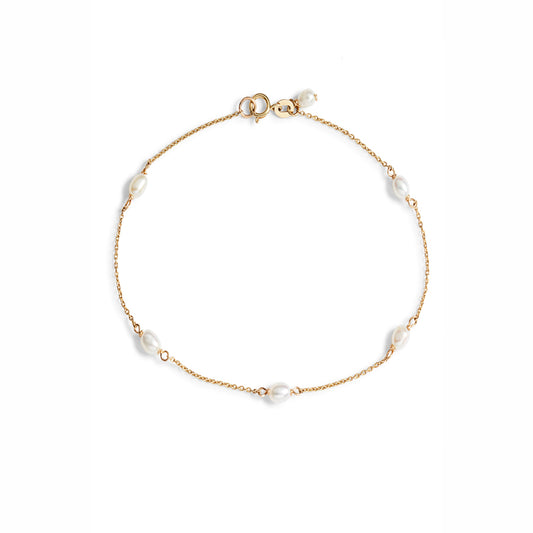 Petite Oval Pearl Chain Bracelet