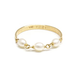 Contrast Keshi Pearl Gold Band Ring