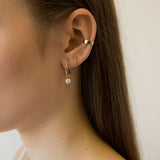 Small Gold Hoop Pearl Earrings