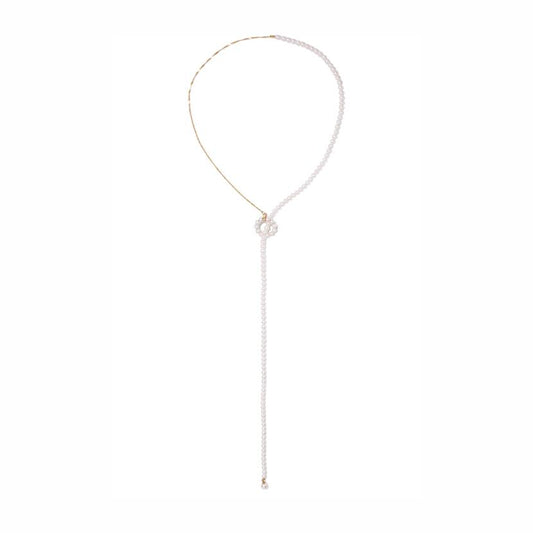 Pearl Circle Lariat Necklace