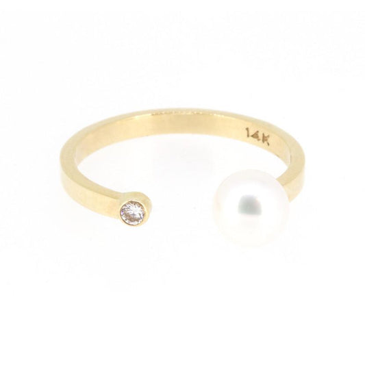 Pearl Diamond Open Ring