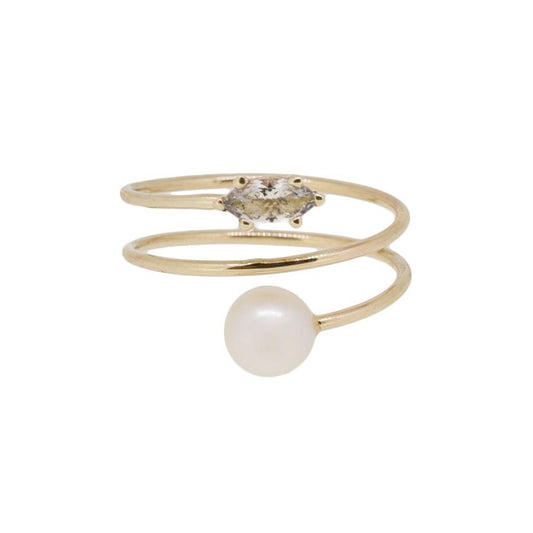 Pearl Topaz Spiral Ring