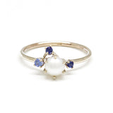 Pearl Blue Sapphire Cluster Ring