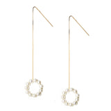 Pearl Circle Threader Earrings