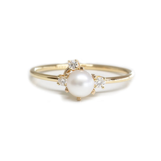 Pearl Diamond Cluster Ring