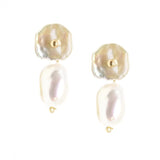 Petal Pearl Earrings with Short Baroque Pearl Jackets