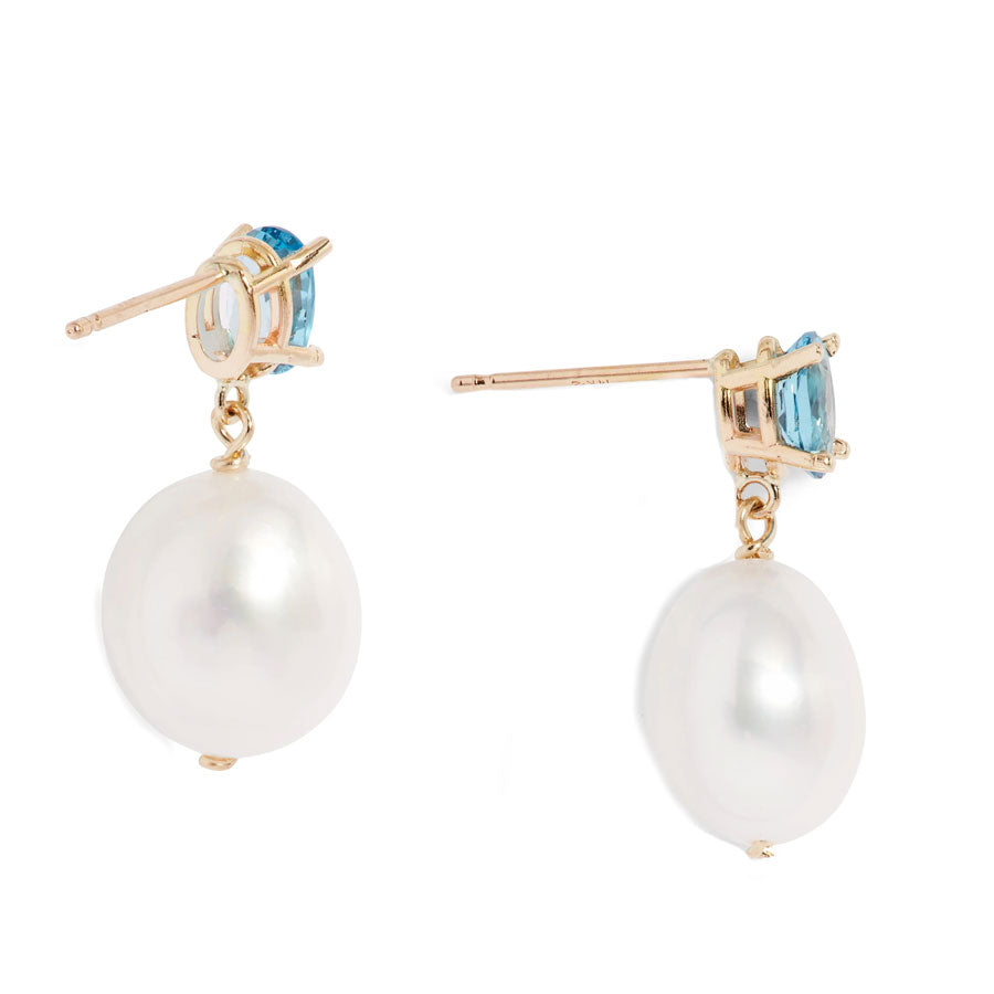 Oval Gem Baroque Pearl Earrings