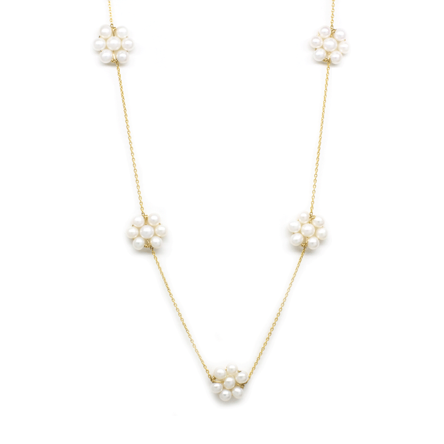 Pearl Flower Station Necklace